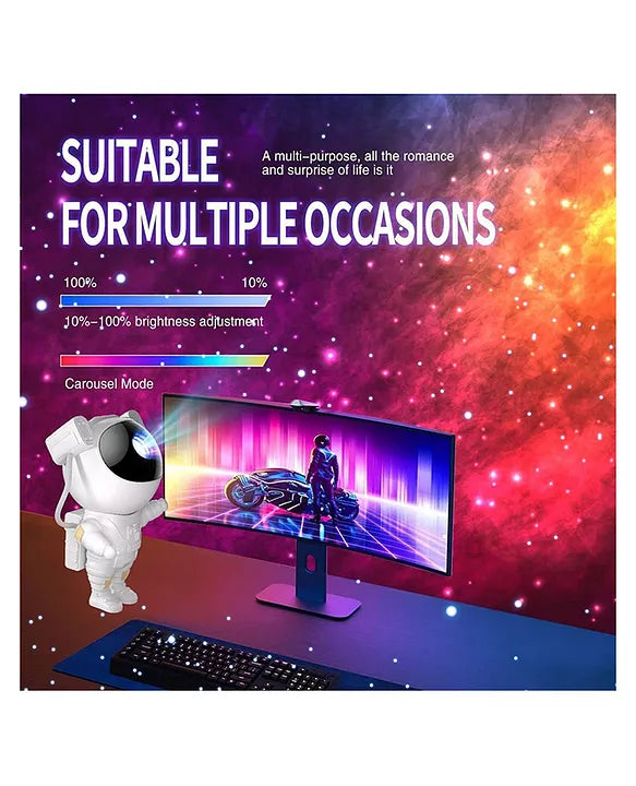 Astronaut Galaxy Projector Lamp with 360° Adjustable Head, Remote & Timer