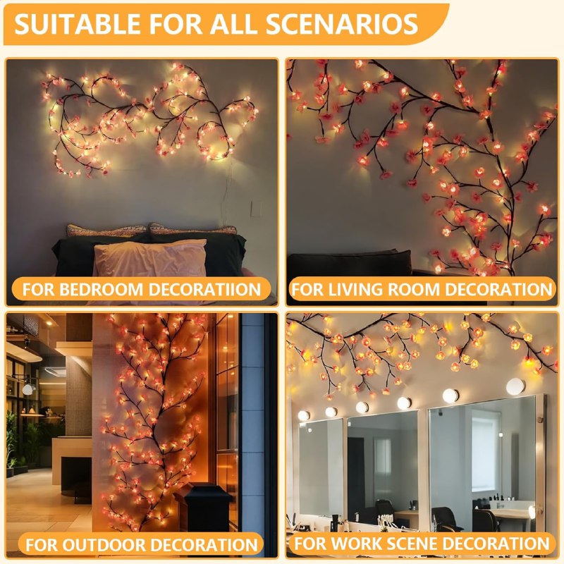 [🖼 DIY Cherry Blossom Tree Branch Lights | Willow Vine Lights | Cherry Enchanted Willow Vine Lights | Flexible Enchanted Fairy Lights | Twinkle Tree Lighted Branches | Rapid LED Tree Branch Light | Flexible Vine Fairy Lights | Twinkle Artificial Tree🔥🔥